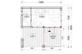 Casetta in legno da giardino INES PLUS con porticato a L (34 mm + rivestimento), 6x6 m, 36 m² specification 1