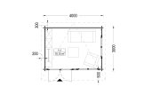 Casetta in legno da giardino a tetto piatto LILLE (44 mm), 4x3 m, 12 m² specification 1