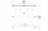 Tettoia auto in legno doppia LUNA DUO F 6x6 m con una parete laterale specification 1
