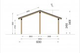 Carport tettoia auto in legno LUNA 3.2x6 m con una parete laterale specification 5