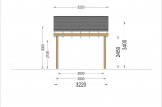 Carport tettoia auto in legno LUNA 3.2x6 m con una parete laterale specification 2