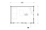 Casetta in legno da giardino a tetto piatto DREUX (34 mm), 4x3 m, 12 m² specification 1