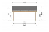 Tettoia auto in legno doppia LUNA DUO 6x6 m con una parete laterale specification 2