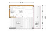 Casetta in legno da giardino INES PLUS con porticato frontale (Coibentata, 34 mm + rivestimento), 6x6 m, 36 m² specification 1