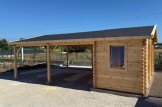 Tettoia auto in legno doppio 5.5x6 m con ripostiglio attrezzi (44 mm), 2x6 m customer 3