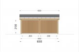 Tettoia auto in legno doppia LUNA DUO F 6x6 m con parete a forma di L specification 4