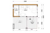 Casetta in legno da giardino INES PLUS con porticato a L (Coibentata, 34 mm + rivestimento), 6x6 m, 36 m² specification 1