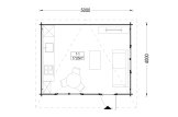 Casetta in legno da giardino a tetto piatto DREUX (34 mm), 5x4 m, 18 m² specification 1