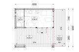 Casetta in legno da giardino INES PLUS con porticato frontale (34 mm + rivestimento), 6x6 m, 36 m² specification 1