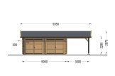 Garage in legno doppio MULTI (44 mm) 6x6 m con tettoia auto in legno 3x6 m specification 2