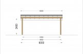 Tettoia auto in legno doppia LUNA DUO F 6x6 m con una parete laterale specification 2