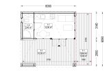Casetta in legno da giardino INES PLUS con porticato frontale (34 mm + rivestimento), 6x6 m, 36 m² specification 1