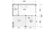 Casetta in legno da giardino INES PLUS con porticato a L (34 mm + rivestimento), 6x6 m, 36 m² specification 1