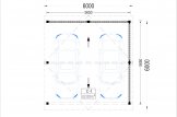 Tettoia auto in legno doppia LUNA DUO 6x6 m con parete a forma di L specification 1