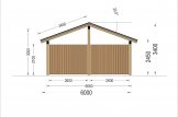 Tettoia auto in legno doppia LUNA DUO 6x6 m con parete a forma di L specification 5