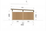 Tettoia auto in legno LUNA F 3.2x6 m con parete a forma di L specification 3