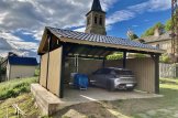 Tettoia auto in legno doppia LUNA DUO 6x6 m con una parete laterale customer 2