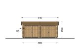 Garage in legno doppio a tetto piatto MODERN (44 mm), 6x5 m, 30 m² specification 2