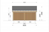 Tettoia auto in legno doppia LUNA DUO 6x6 m con parete a forma di L specification 4