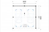 Tettoia auto in legno doppia LUNA DUO F 6x6 m con parete a forma di L specification 1
