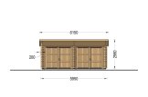 Garage in legno doppio a tetto piatto MODERN (44 mm), 6x6 m, 36 m² specification 2