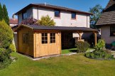 Tettoia auto in legno 4x5 m con ripostiglio attrezzi (44 mm), 4x2.5 m customer 1