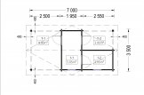 Casetta in legno LUNA (66 mm) 9 mq + 12 mq di porticato specification 1
