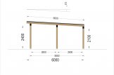 Tettoia auto in legno doppia LUNA DUO F 6x6 m con una parete laterale specification 3