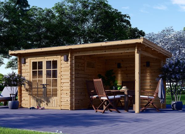 Casetta in legno da giardino con terrazza coperta LARISSA (28 mm), 5.2x2.7 m, 7 m² + 7 m² avp.ui.product_images.thumbnail 1