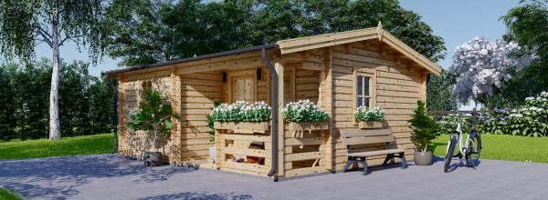 Casetta in legno da giardino NANTES (Coibentata PLUS, 44+44 mm), 6x4.7 m, 24 m² + 3.5 m² di porticato