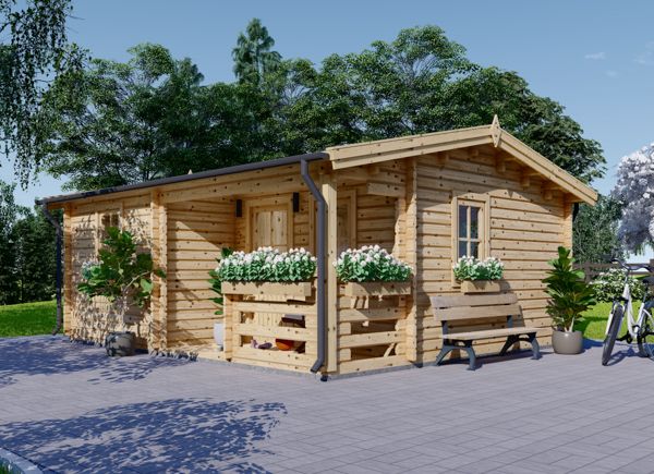 Casetta in legno da giardino NANTES (Coibentata, 44+44 mm), 6x4.7 m, 24 m² + 3.5 m² di porticato avp.ui.product_images.thumbnail 1