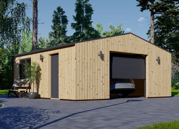 Garage in legno SILVIA (34 mm + rivestimento), 6x6 m, 36 m² avp.ui.product_images.thumbnail 1