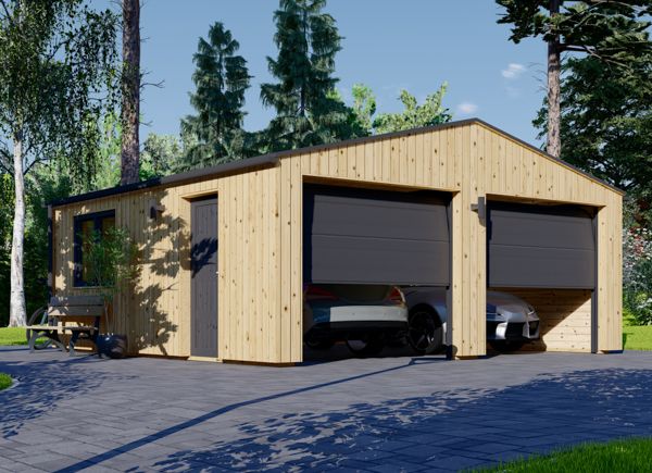 Garage in legno doppio SILVIA DUO (34 mm + rivestimento), 6x6 m, 36 m² avp.ui.product_images.thumbnail 1