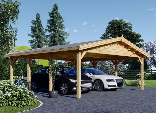 Tettoia auto in legno doppia CLASSIC DUO, 6x6 m, 36 m² avp.ui.product_images.thumbnail 1
