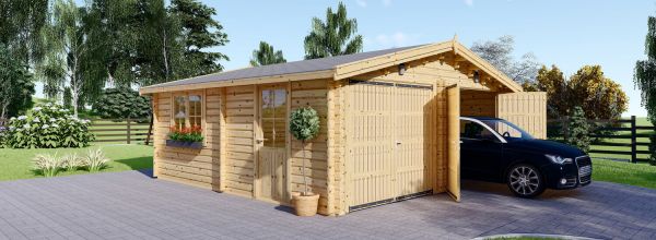 Garage in legno doppio CLASSIC DUO (44 mm), 6x6 m, 36 m²