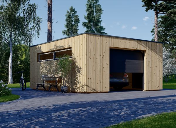 Garage in legno con tetto piano SILVIA F (34 mm + rivestimento), 5x6 m, 30 m² avp.ui.product_images.thumbnail 1