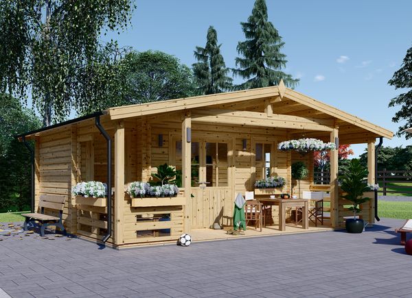 Casetta in legno da giardino PARIS (44 mm), 6.7x5.7 m, 21 m² + 11 m² di porticato avp.ui.product_images.thumbnail 1