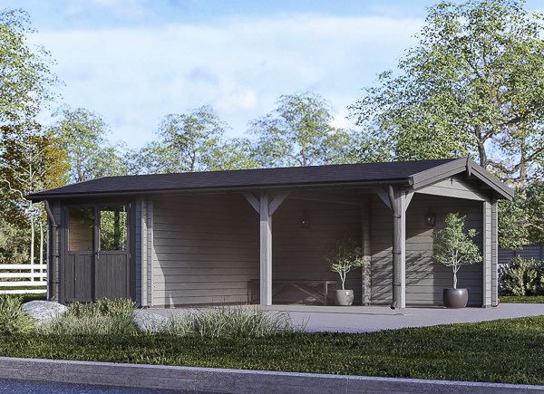 Tettoia auto in legno 4x5 m con ripostiglio attrezzi (44 mm), 4x2.5 m avp.ui.product_images.thumbnail 1