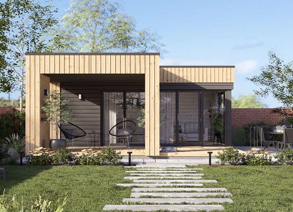 Casetta in legno da giardino INES PLUS con porticato a L (Coibentata, 34 mm + rivestimento), 6x6 m, 36 m² avp.ui.product_images.thumbnail 1