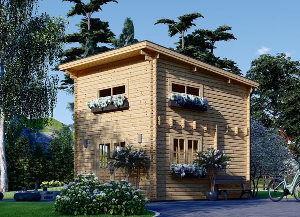 Casa in legno a tetto piatto con mezzanine AVIGNON F (Coibentata PLUS, 44+44 mm), 20 m² + 16 m² avp.ui.product_images.thumbnail 1
