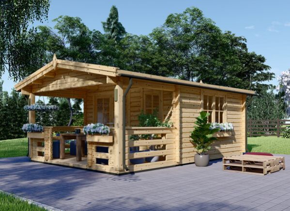 Casetta in legno da giardino SHANON (34 mm), 4x5.75 m, 16 m² + 7 m² di porticato avp.ui.product_images.thumbnail 1
