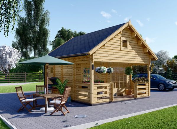 Casa in legno con mezzanino e porticato ALBI (44 mm), 20 m² + 8 m² avp.ui.product_images.thumbnail 1