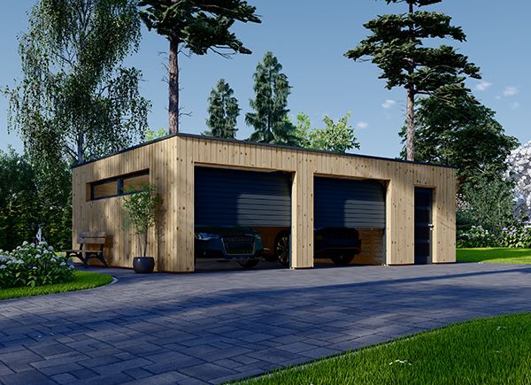 Garage in legno doppio con ripostiglio attrezzi SILVIA DUO F PLUS (34 mm + rivestimento), 8x6 m, 48 m² avp.ui.product_images.thumbnail 1