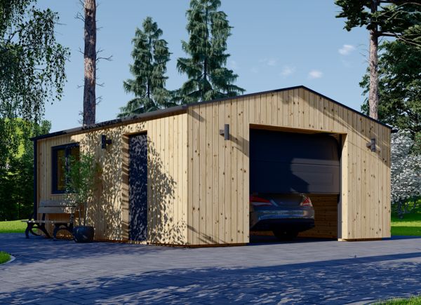 Garage in legno SILVIA (34 mm + rivestimento), 5x6 m, 30 m² avp.ui.product_images.thumbnail 1