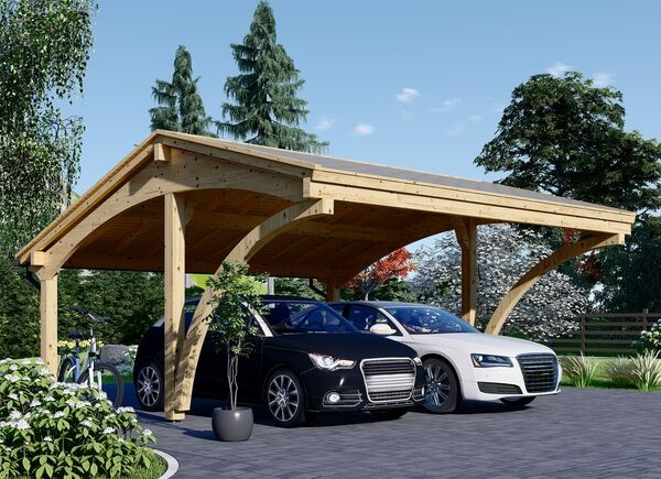 Tettoia auto in legno doppia CORA DUO, 5.9x5.9 m, 35 m² avp.ui.product_images.thumbnail 1