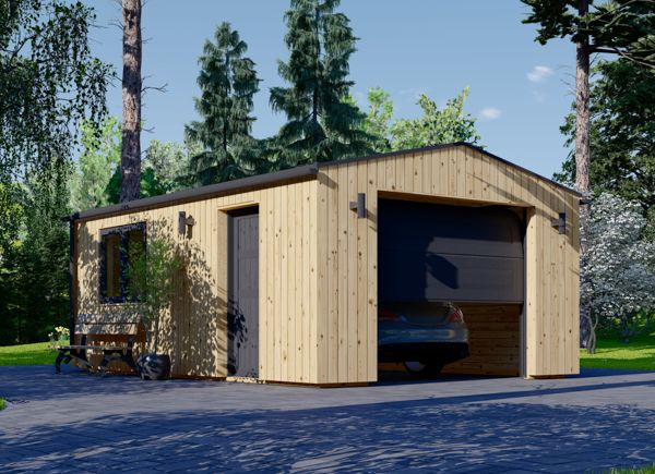 Garage in legno SILVIA (34 mm + rivestimento), 4x6 m, 24 m² avp.ui.product_images.thumbnail 1