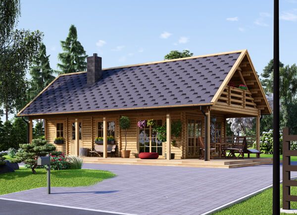 Casa in legno con porticato AURA (66 mm), 100 m² + 35 m² avp.ui.product_images.thumbnail 1