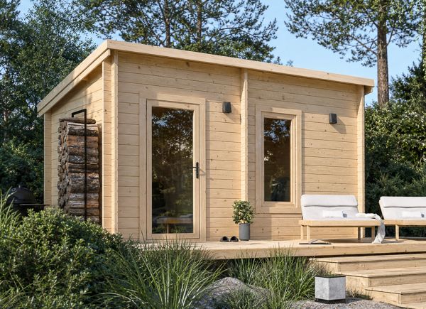 Sauna in legno VIGOR 2 con spogliatoio | Tronchi massicci – 4,50×2,50 m, 9,15 m² thumbnail 1
