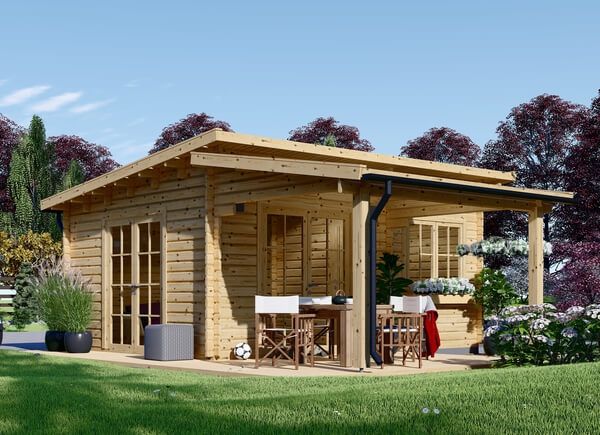 Casetta in legno con porticato HELEN (44 mm), 6x6 m, 24 m² + 12.5 m² avp.ui.product_images.thumbnail 1