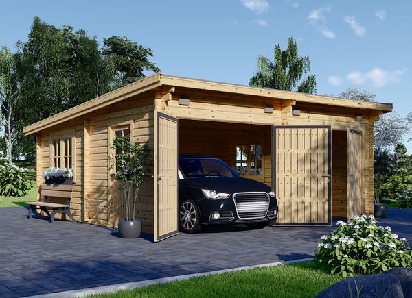 Garage in legno doppio a tetto piatto MODERN (44 mm), 6x6 m, 36 m² avp.ui.product_images.thumbnail 1